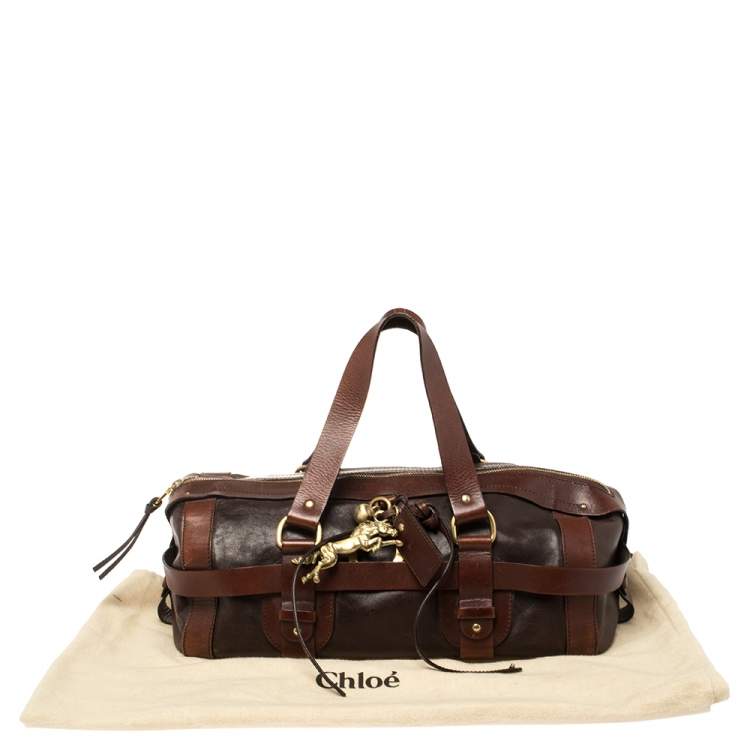 Pre Owned Chloe Dark Brown Leather Kerala Lock Horse Shoulder Bag