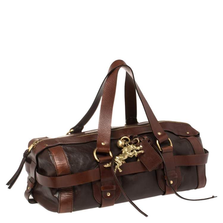 Pre Owned Chloe Dark Brown Leather Kerala Lock Horse Shoulder Bag