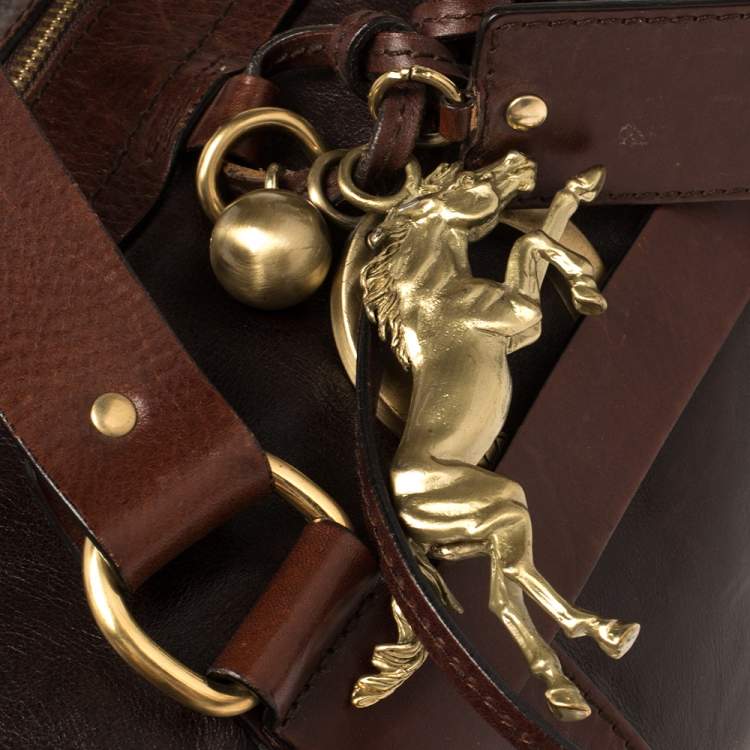 Pre Owned Chloe Dark Brown Leather Kerala Lock Horse Shoulder Bag