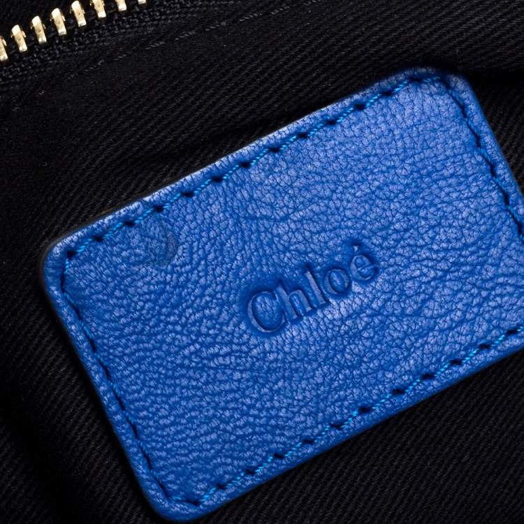 Pre Owned Chloe Blue Leather Milton Triple Chain Hobo 