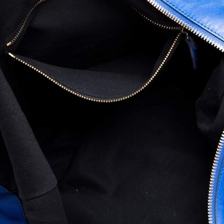 Pre Owned Chloe Blue Leather Milton Triple Chain Hobo 