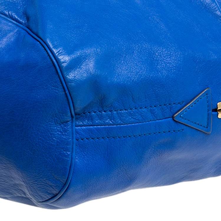 Pre Owned Chloe Blue Leather Milton Triple Chain Hobo 