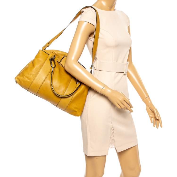 مملوكة مسبقًا Chloe Mustard Leather Gemma Satchel