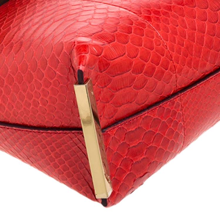 Pre Owned Chloe Tri Color Python And Leather Medium Clare Shoulder Bag
