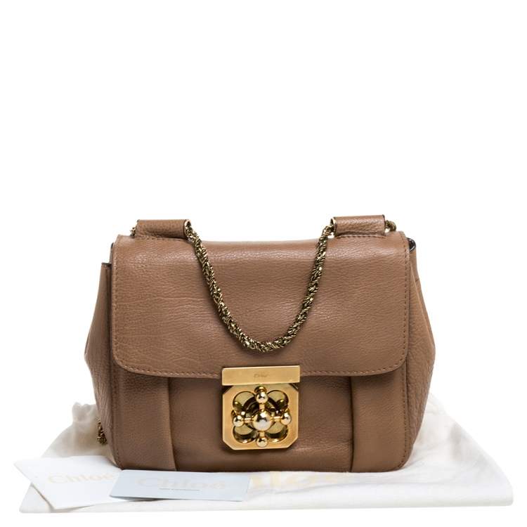 Pre Owned Chloe Beige Leather Small Elsie Shoulder Bag