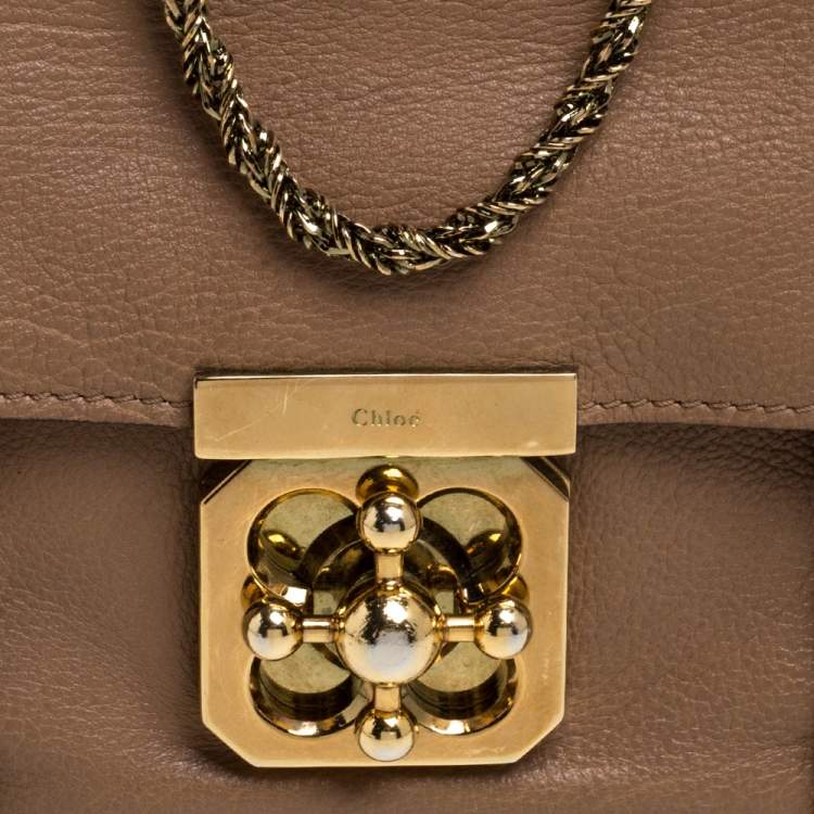 Pre Owned Chloe Beige Leather Small Elsie Shoulder Bag
