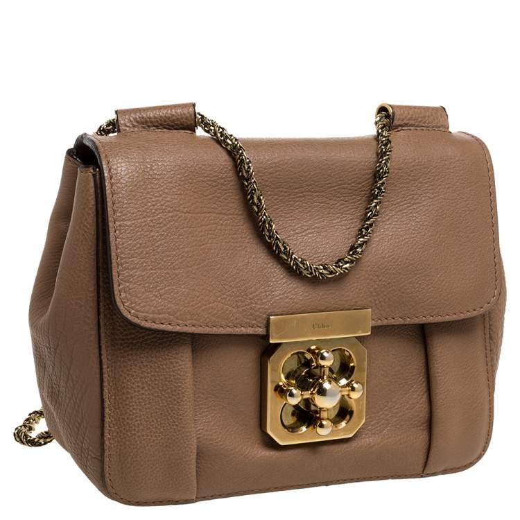 Pre Owned Chloe Beige Leather Small Elsie Shoulder Bag