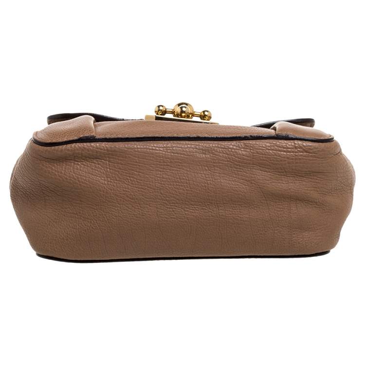 Pre Owned Chloe Beige Leather Small Elsie Shoulder Bag