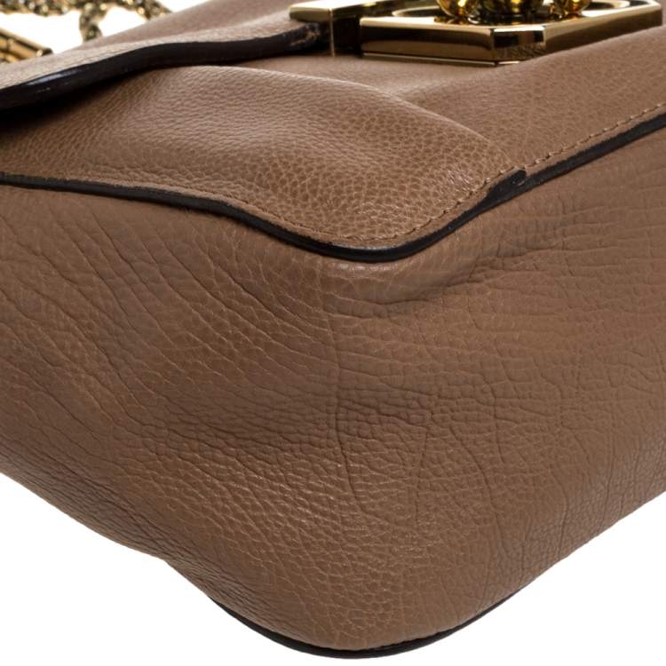 Pre Owned Chloe Beige Leather Small Elsie Shoulder Bag