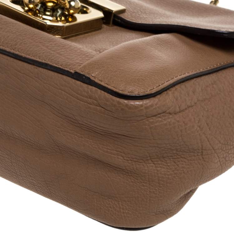 Pre Owned Chloe Beige Leather Small Elsie Shoulder Bag