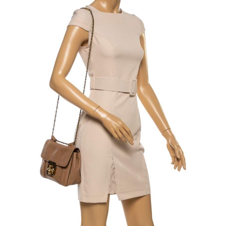 Pre Owned Chloe Beige Leather Small Elsie Shoulder Bag