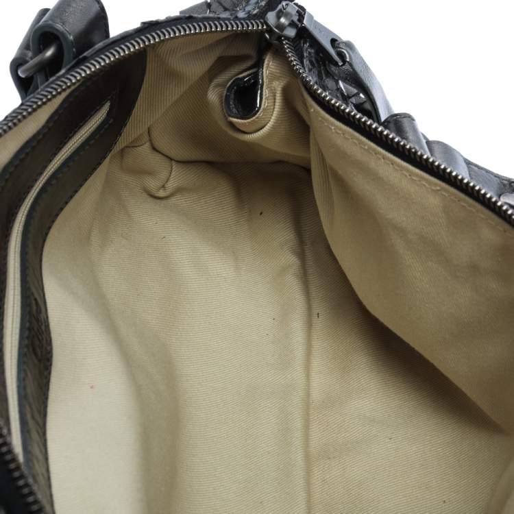 Pre Owned Chloe Metallic Dark Green Python Silverado Satchel