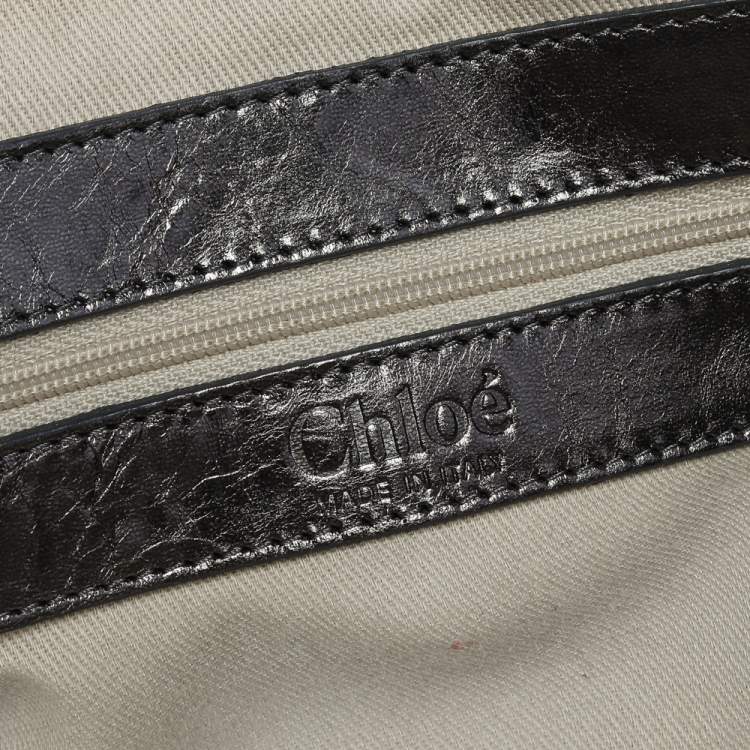 Pre Owned Chloe Metallic Dark Green Python Silverado Satchel
