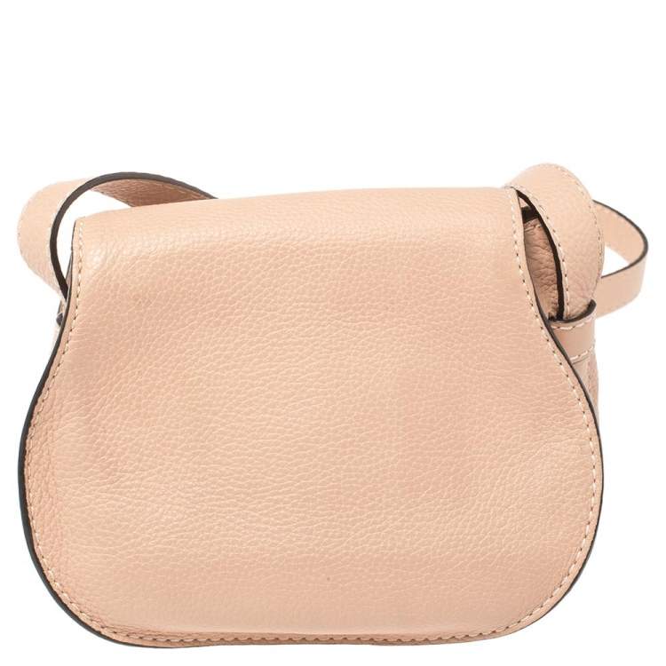 Pre Owned Chloe Powder Pink Leather Mini Marcie Crossbody Bag