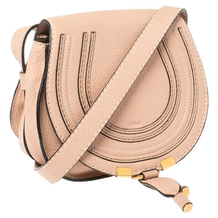 Pre Owned Chloe Powder Pink Leather Mini Marcie Crossbody Bag