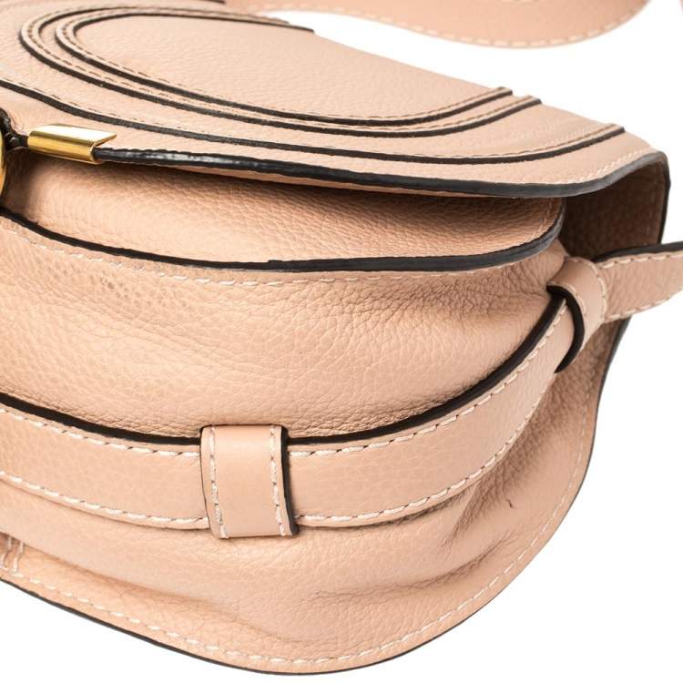 Pre Owned Chloe Powder Pink Leather Mini Marcie Crossbody Bag