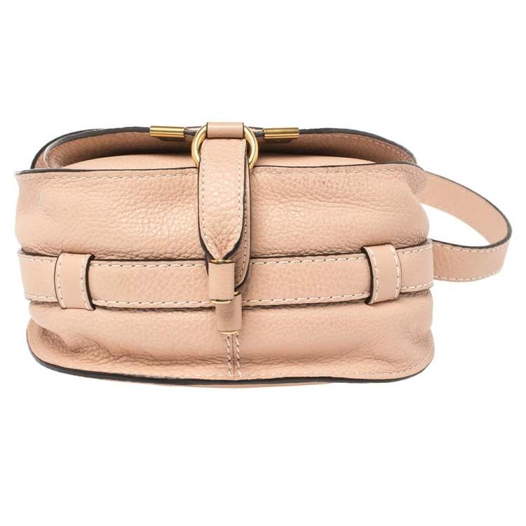 Pre Owned Chloe Powder Pink Leather Mini Marcie Crossbody Bag