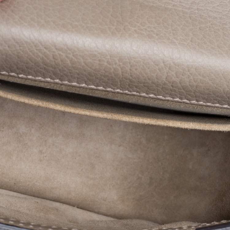 Pre Owned Chloe Beige Leather and Suede Small Nile Bracelet Shoulder Bag