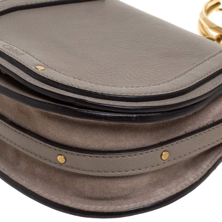 Pre Owned Chloe Beige Leather and Suede Small Nile Bracelet Shoulder Bag