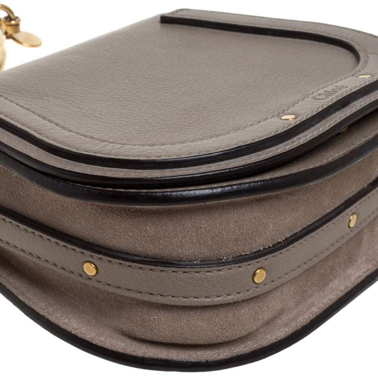 Pre Owned Chloe Beige Leather and Suede Small Nile Bracelet Shoulder Bag