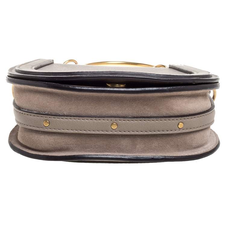 Pre Owned Chloe Beige Leather and Suede Small Nile Bracelet Shoulder Bag