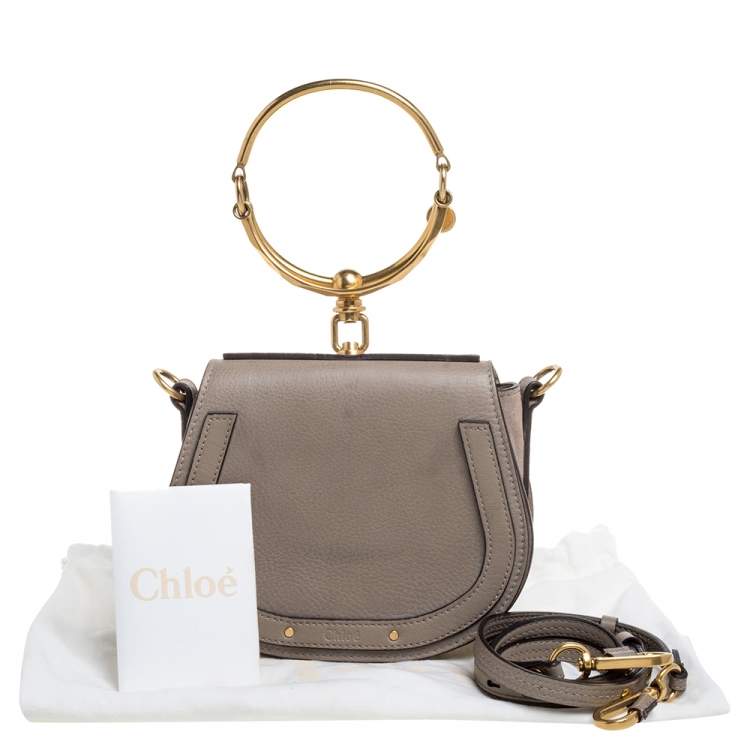 Pre Owned Chloe Beige Leather and Suede Small Nile Bracelet Shoulder Bag
