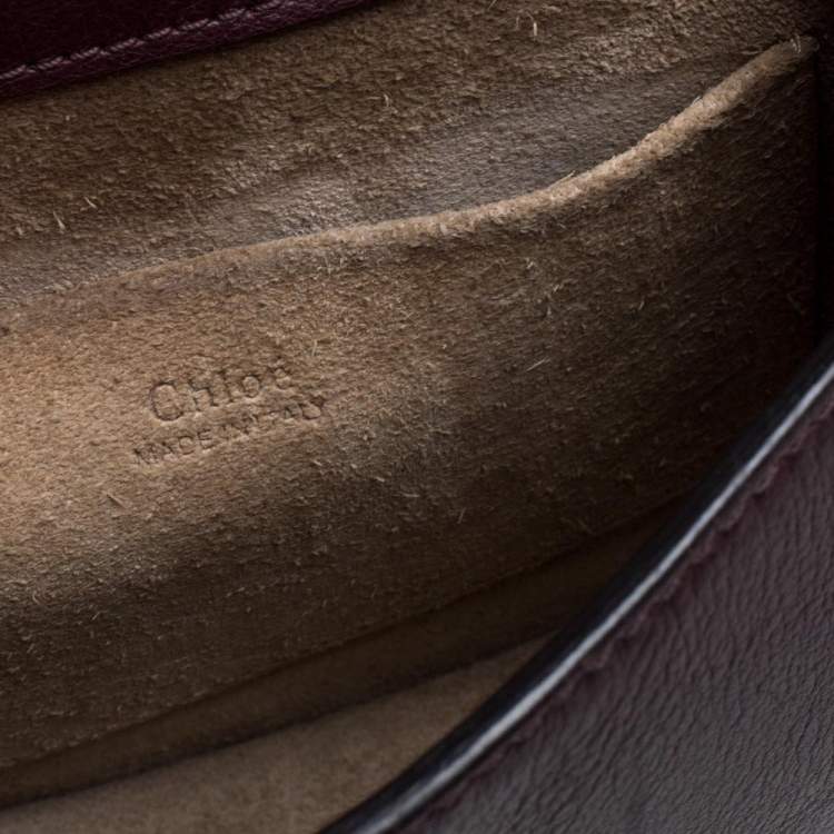 Pre Owned Chloe Dark Burgundy Leather and Suede Small Nile Bracelet Shoulder Bag
