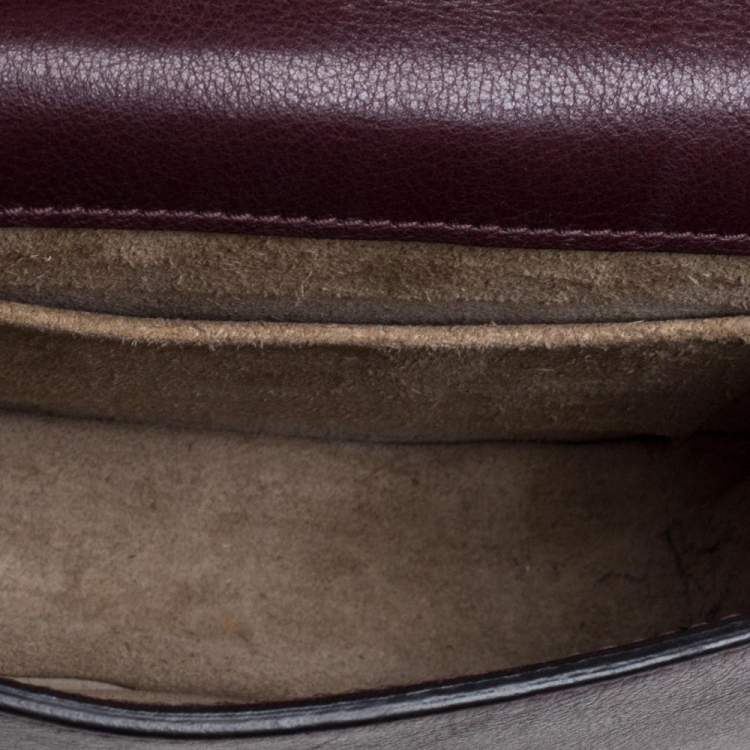 Pre Owned Chloe Dark Burgundy Leather and Suede Small Nile Bracelet Shoulder Bag