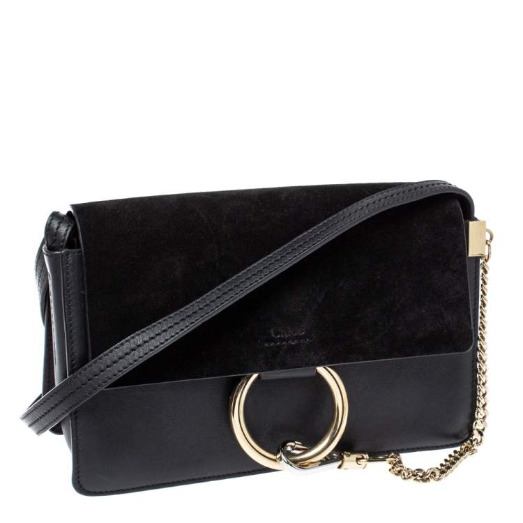 Pre Owned Chloe Black Leather and Suede Faye Shoulder Bag