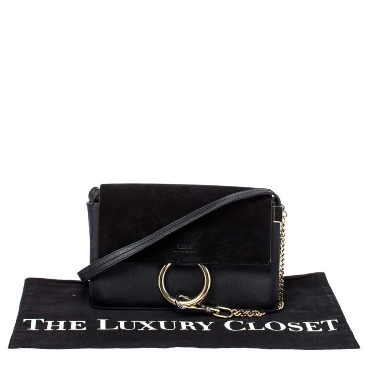 Pre Owned Chloe Black Leather and Suede Faye Shoulder Bag
