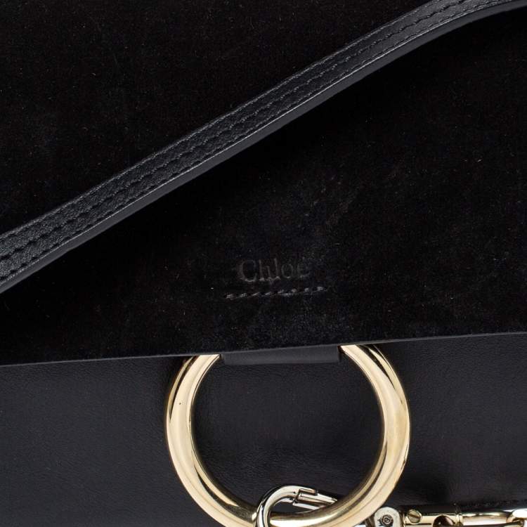 Pre Owned Chloe Black Leather and Suede Faye Shoulder Bag