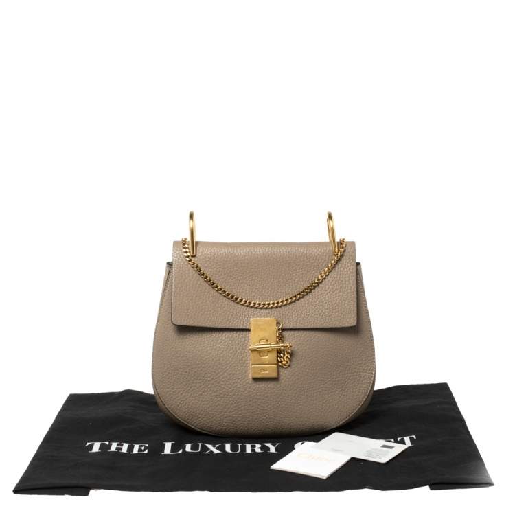 Pre Owned Chloe Taupe Leather Medium Drew Shoulder Bag