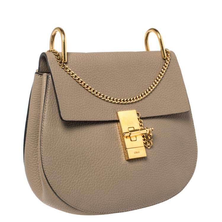 Pre Owned Chloe Taupe Leather Medium Drew Shoulder Bag