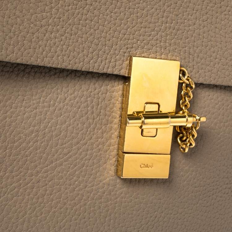 Pre Owned Chloe Taupe Leather Medium Drew Shoulder Bag