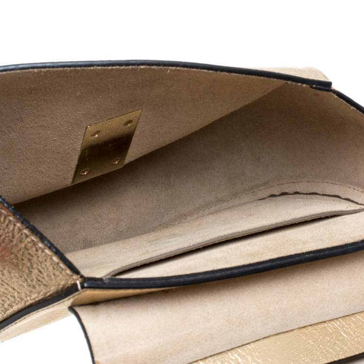 Pre Owned Chloe Metallic Gold Leather Mini Drew Shoulder Bag