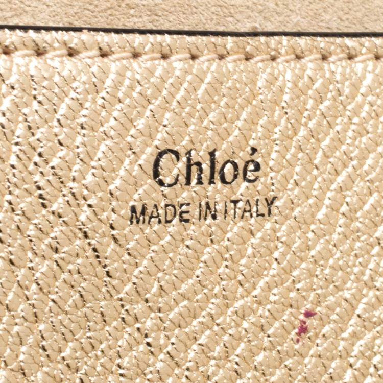 Pre Owned Chloe Metallic Gold Leather Mini Drew Shoulder Bag