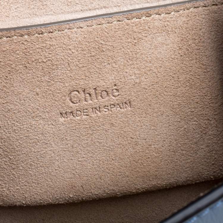 Pre Owned Chloe Light Blue Leather and Suede Mini Faye Crossbody Bag