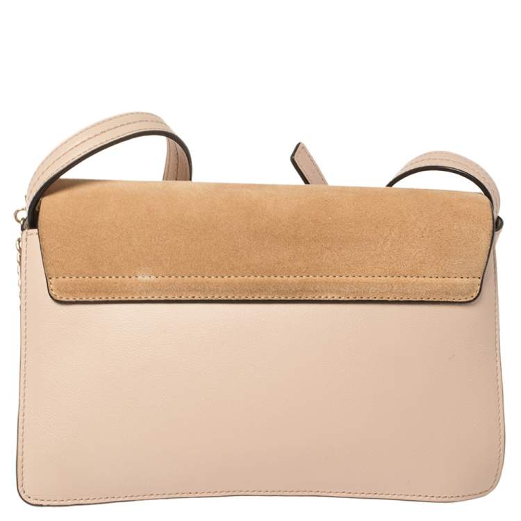 Pre Owned Chloe Peach Leather and Suede Faye Shoulder Bag