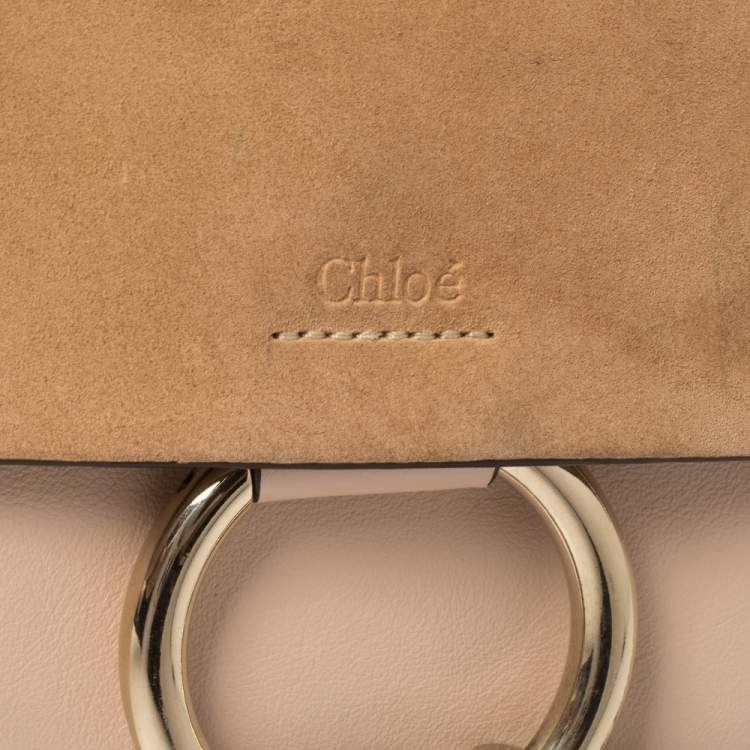 Pre Owned Chloe Peach Leather and Suede Faye Shoulder Bag