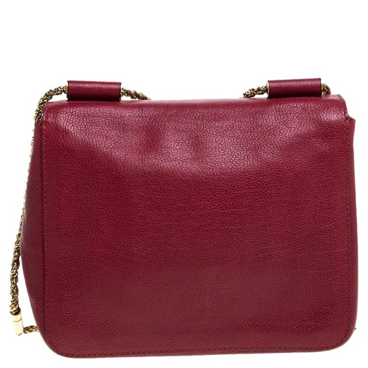 Pre Owned Chloe Red Leather Small Elsie Shoulder Bag