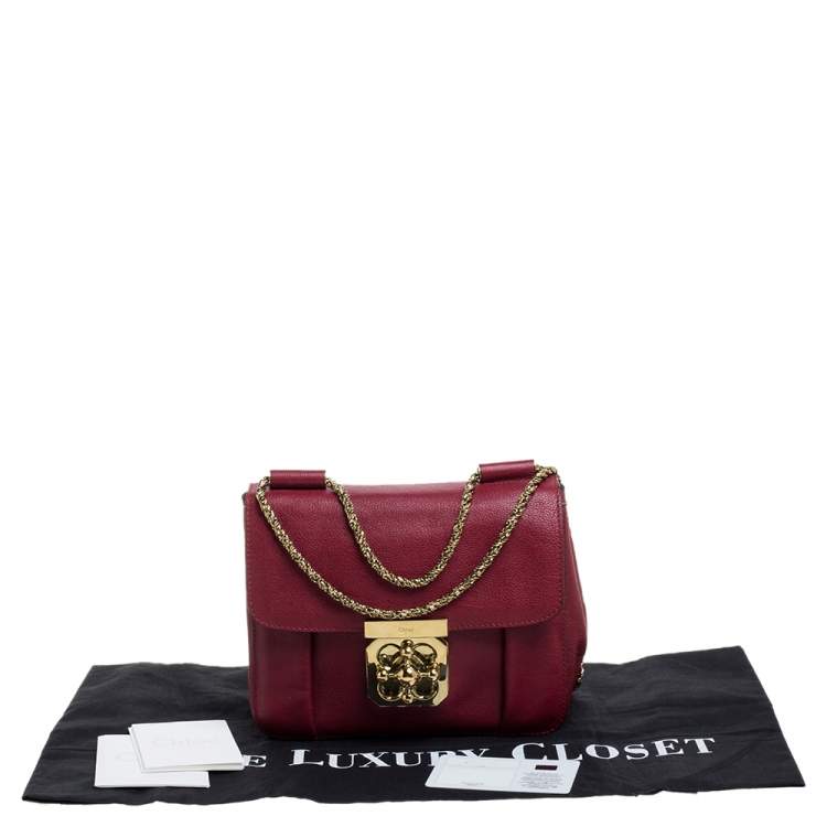 Pre Owned Chloe Red Leather Small Elsie Shoulder Bag