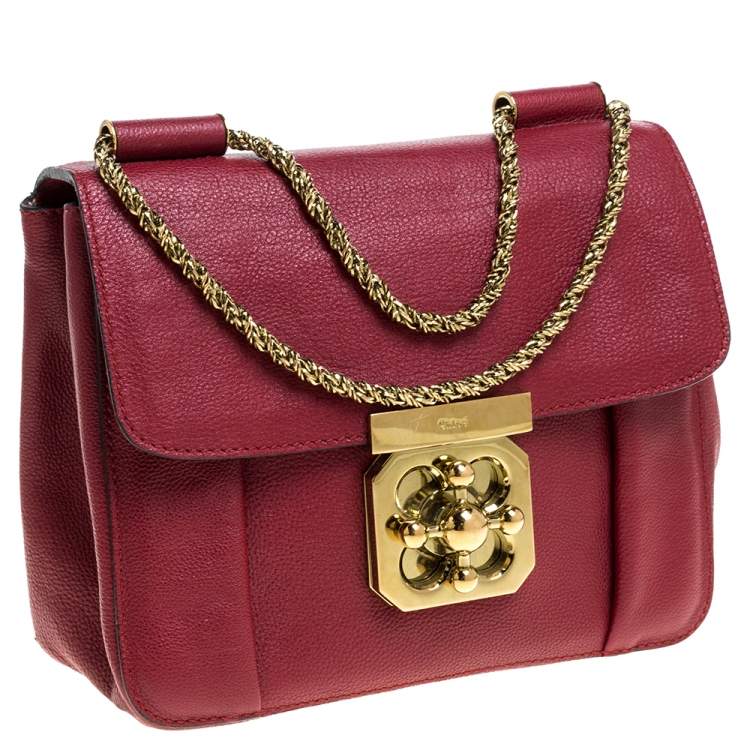 Pre Owned Chloe Red Leather Small Elsie Shoulder Bag