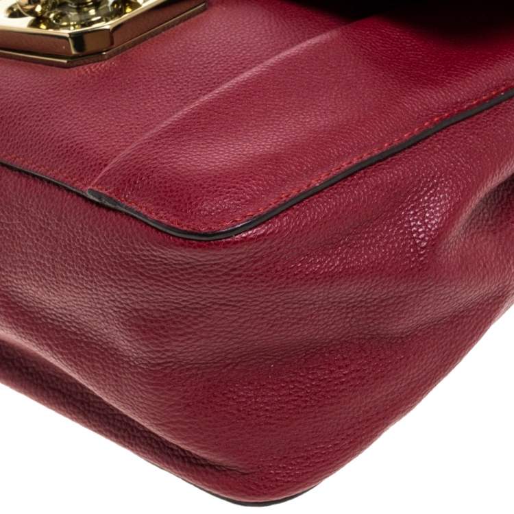 Pre Owned Chloe Red Leather Small Elsie Shoulder Bag