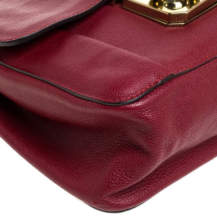 Pre Owned Chloe Red Leather Small Elsie Shoulder Bag
