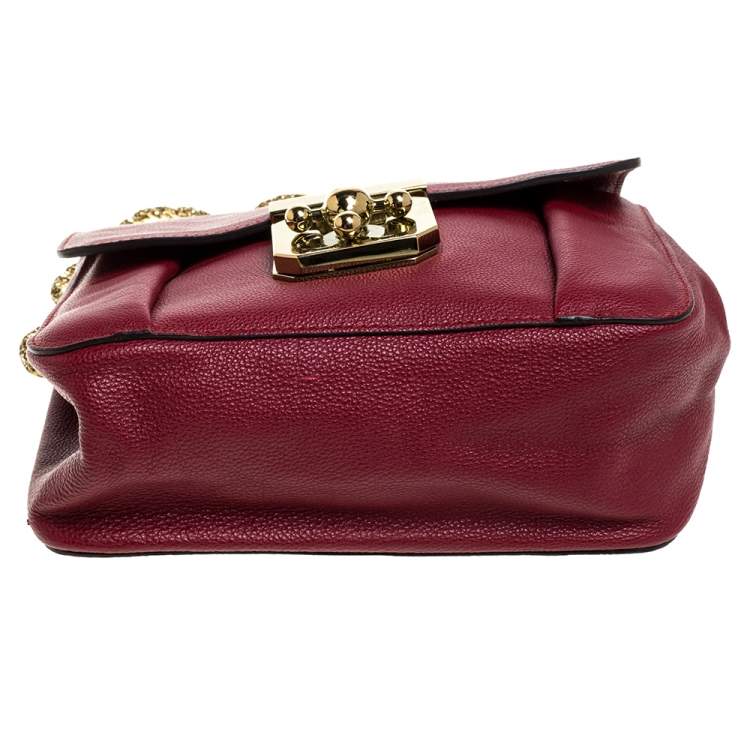Pre Owned Chloe Red Leather Small Elsie Shoulder Bag
