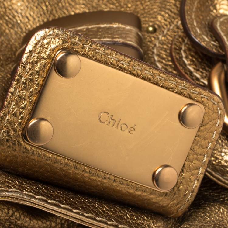 Pre Owned Chloe Golden Brown Grained Leather Medium Paddington Satchel
