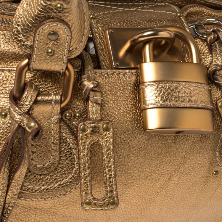 Pre Owned Chloe Golden Brown Grained Leather Medium Paddington Satchel