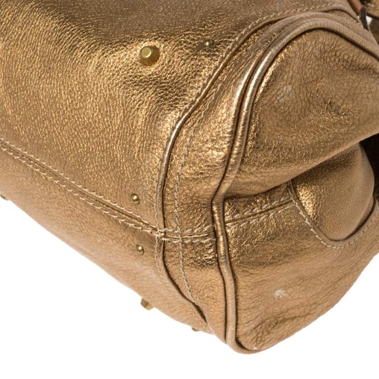 Pre Owned Chloe Golden Brown Grained Leather Medium Paddington Satchel