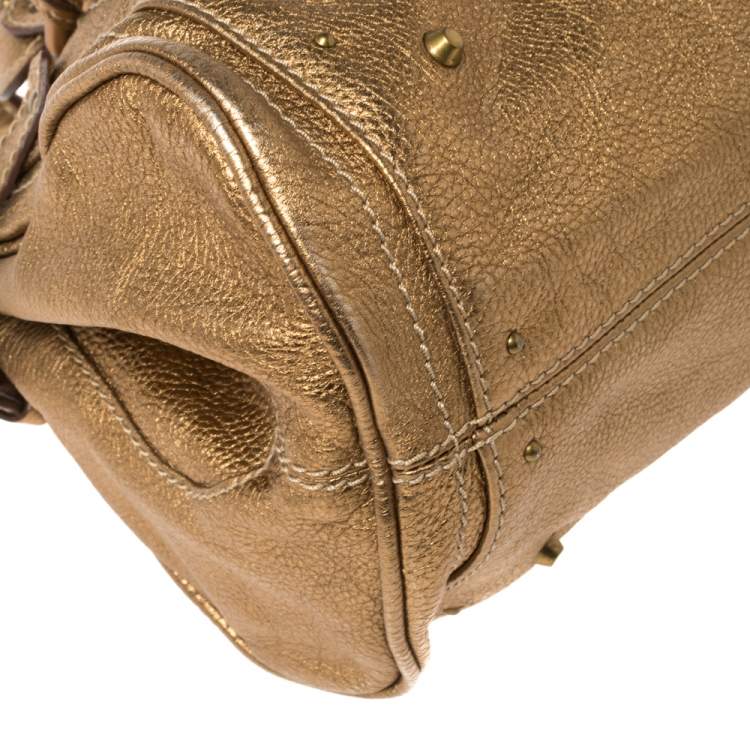 Pre Owned Chloe Golden Brown Grained Leather Medium Paddington Satchel