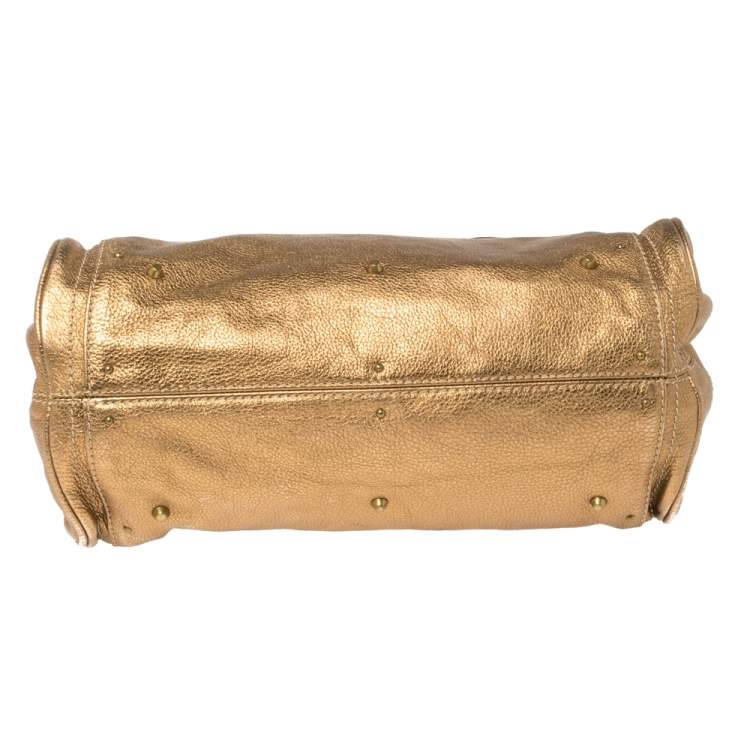 Pre Owned Chloe Golden Brown Grained Leather Medium Paddington Satchel